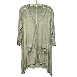 Stevie Henderson Lightweight Button Front Duster Green Burnout Small